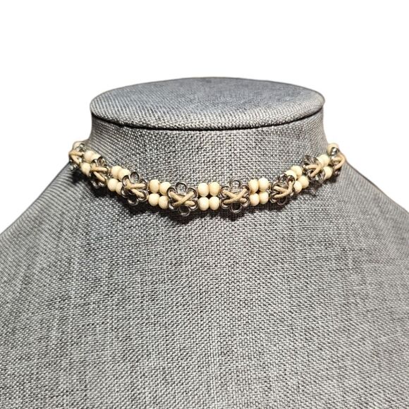 Ivory Blossom Beaded Choker Necklace - Picture 1 of 6